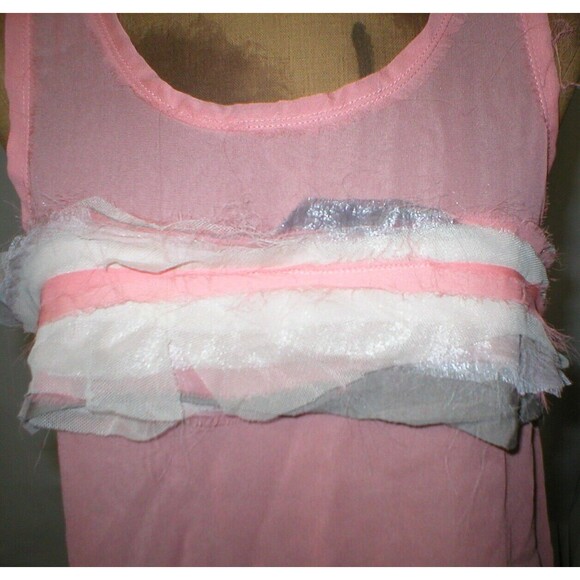 Womens New Designer Patrizia Pepe Top Silk Sleeveless 42 IT 6 Pink Brown Layers - Picture 4 of 12